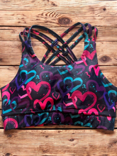 Load image into Gallery viewer, Colourful Love Hearts Pattern Printed Activewear Leggings & Bra matching Set