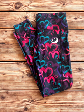 Load image into Gallery viewer, Colourful Love Hearts Pattern Printed Activewear Leggings & Bra matching Set