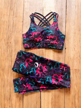 Load image into Gallery viewer, Colourful Love Hearts Pattern Printed Activewear Leggings & Bra matching Set