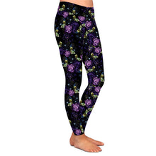 Load image into Gallery viewer, Purple Rose Flower Leggings