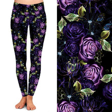 Load image into Gallery viewer, Purple Rose Flower Leggings