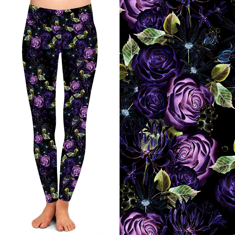 Purple Rose Flower Leggings – Moonarama