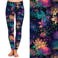 Colourful Bright Flower Leggings with pockets