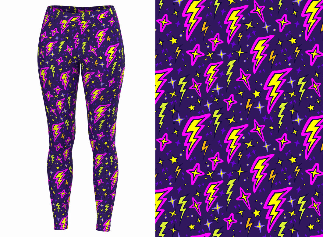 Purple Lightning Leggings with Pockets