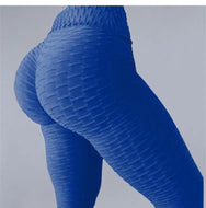 Blue Scrunch Yoga Leggings Honeycomb Material Tik Tok Leggings