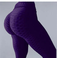 Purple Scrunch Yoga Leggings Honeycomb Material Tik Tok Leggings