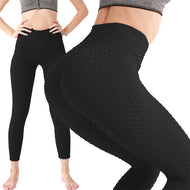 Black Scrunch Yoga Leggings Honeycomb Material Tik Tok Leggings