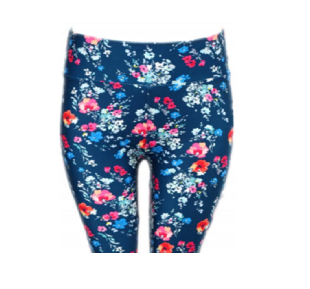 Blue Floral Flower Leggings