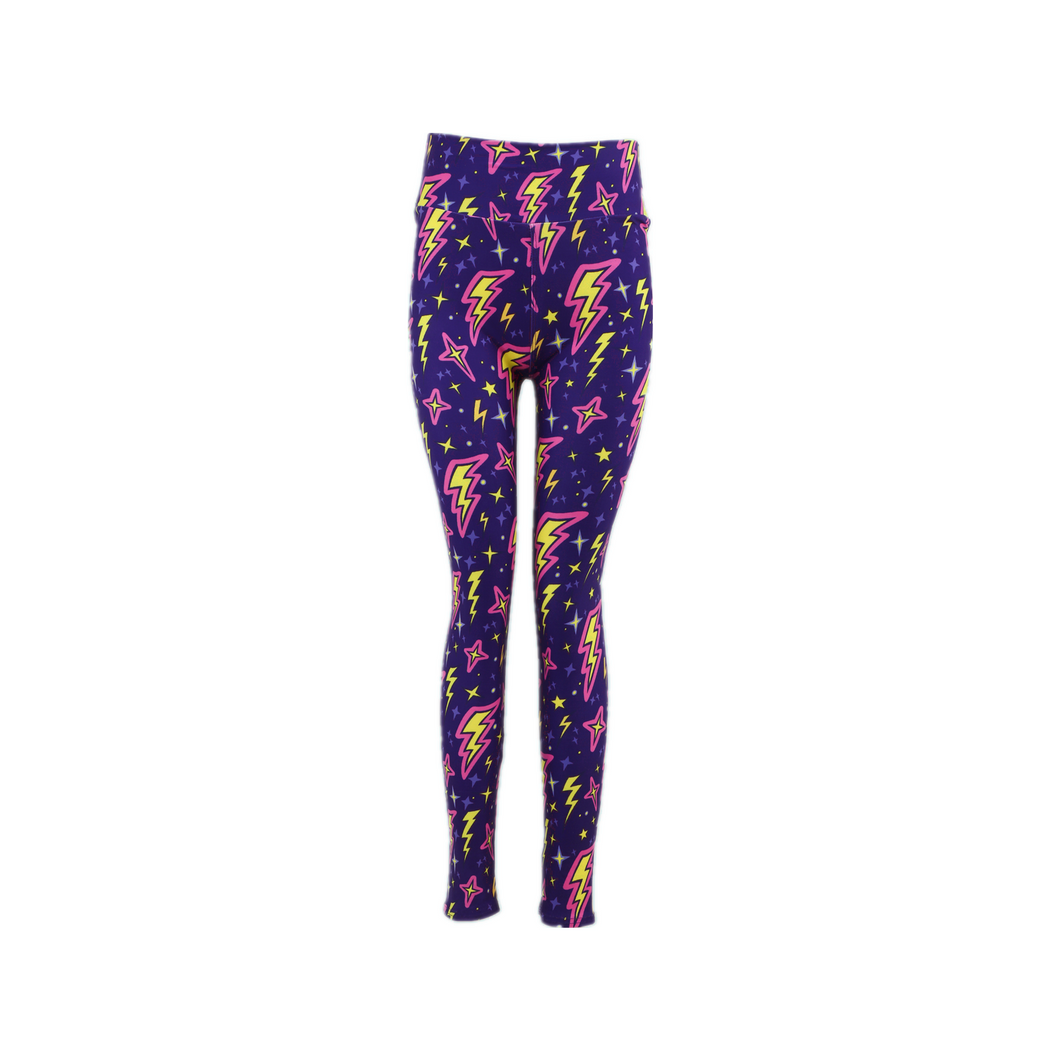 Childrens Purple Lightning & Stars Leggings