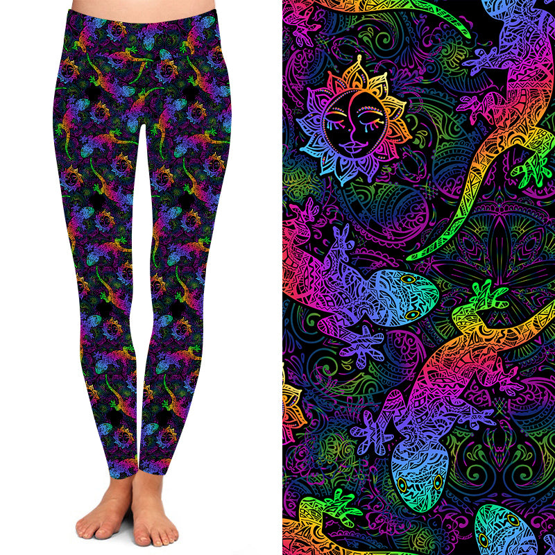 Colorful Lizard Pattern Leggings