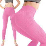 Pink Scrunch Yoga Leggings Honeycomb Material