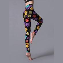 Load image into Gallery viewer, Multi-Coloured Paw Animal Leggings
