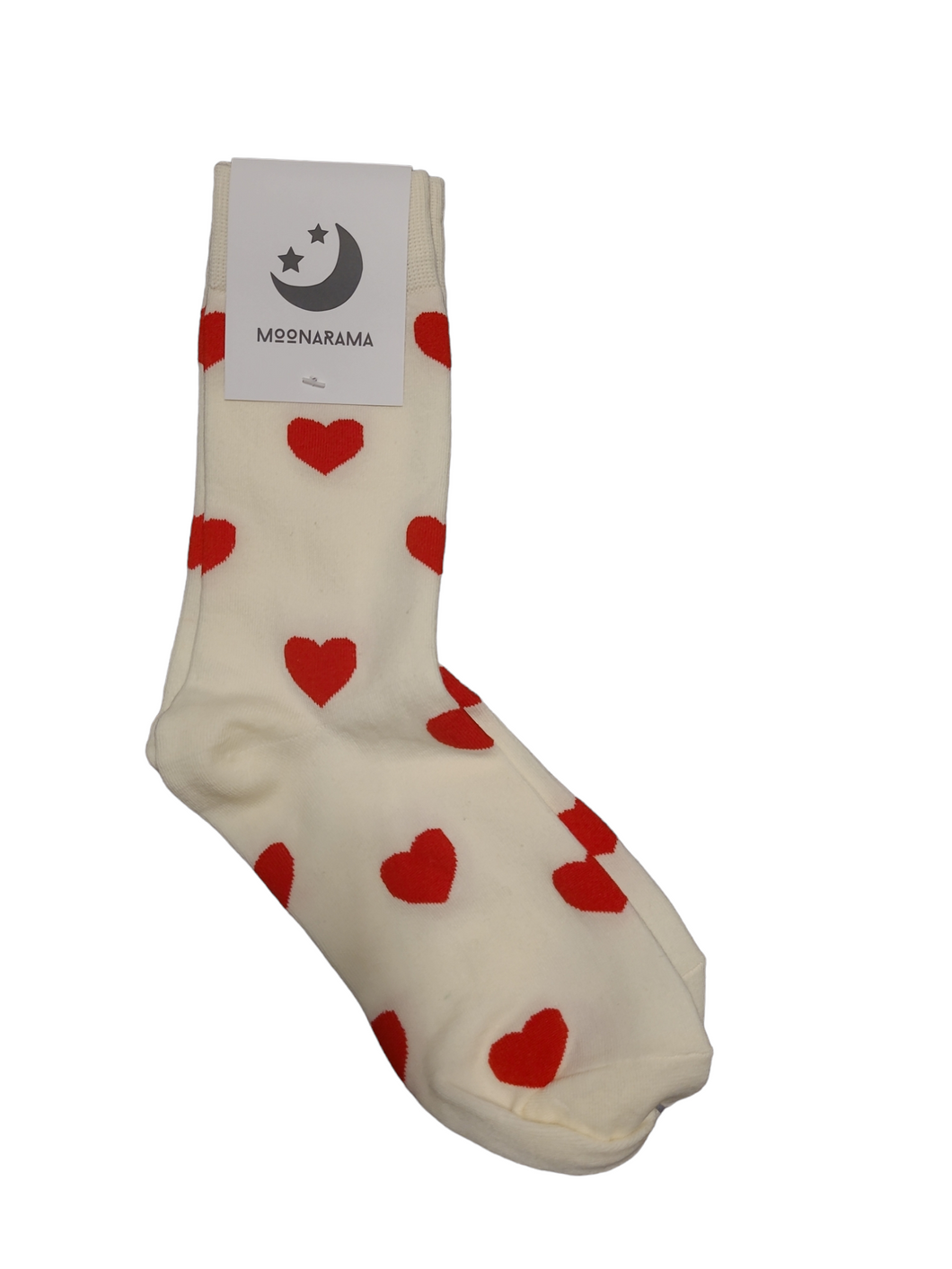 Womens White & Red Love Hearts Socks - 1 Pair