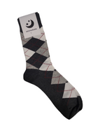 Mens Black Grey White Argyle pattern Socks - 1 Pair