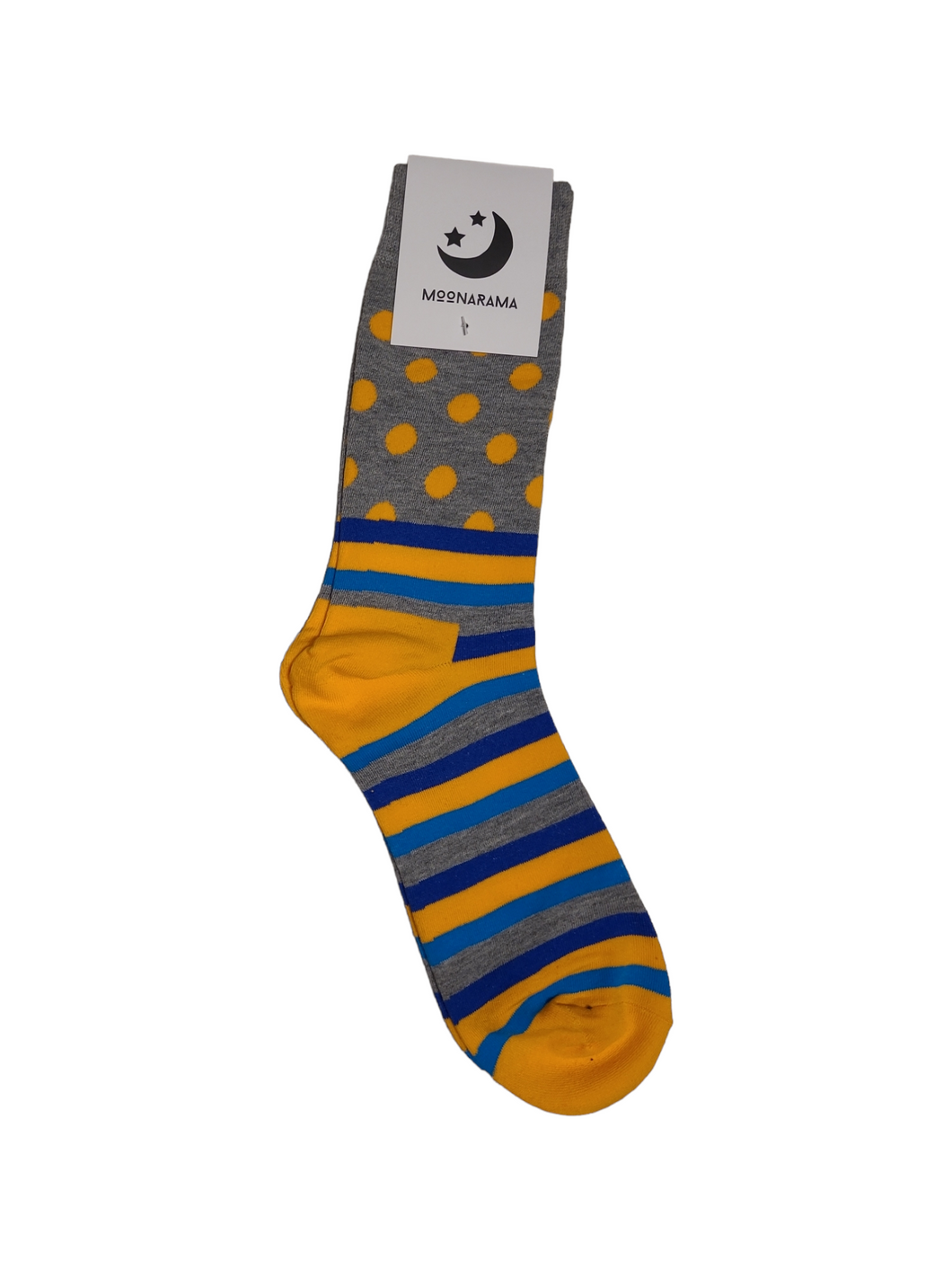 Mens Orange Grey & Blue Stripes & Spots Socks - 1 Pair