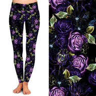 Purple Rose Flower Leggings