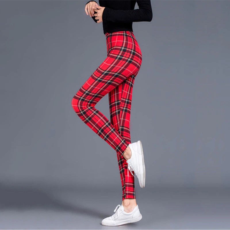 Red & Black Tartan Leggings