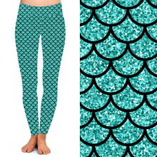 Load image into Gallery viewer, Glitter Green Mermaid Leggings
