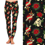 Skull & Love Heart Leggings with Pockets
