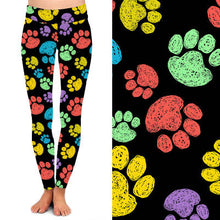 Load image into Gallery viewer, Multi-Coloured Paw Animal Leggings
