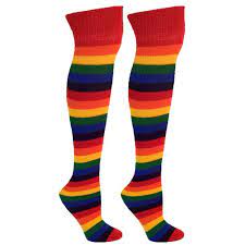 Womens Rainbow Thigh High Socks - 1 Pair